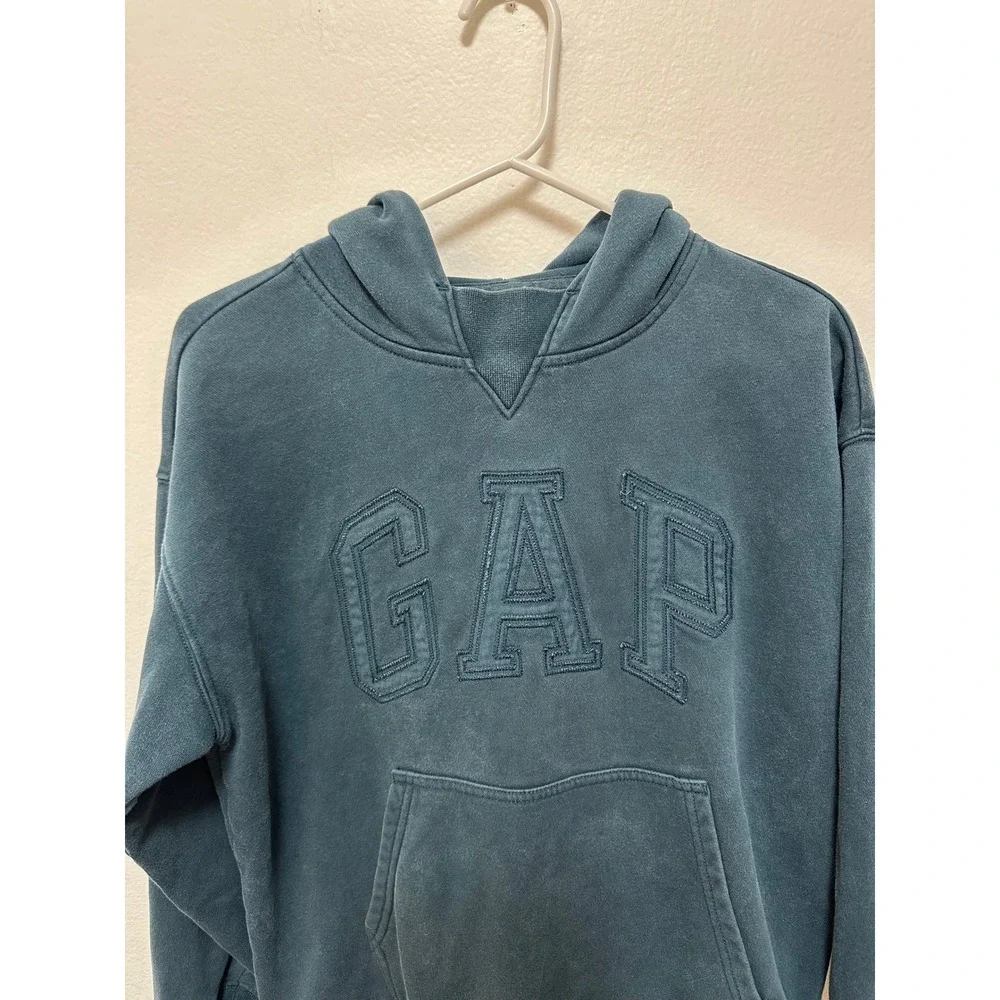 GAP Teen Blue Pullover‎ Hoodie Sweatshirt Classic Logo Pocket Casual Comfy